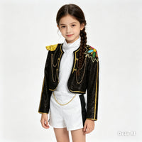 Disfraz Rumi kpop. Chaqueta tela brillosa. Talla 4 al 16