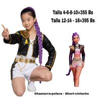 Disfraz Rumi. Chaqueta tela brillosa. Talla 4 al 16